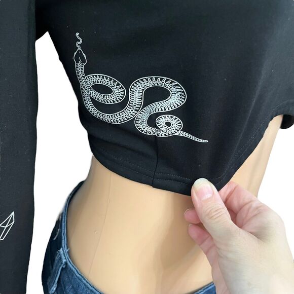 Disturbia 🖤 Esoteria Underbust Crop Top Tattoo Print - Picture 3 of 7